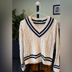 Ralph Lauren Navy and Cream Knit Sweater